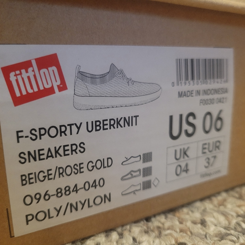 Fitflop Women's Knit Lace-Up Sneakers in Beige/Rose Gold.New in box - Picture 8 of 8